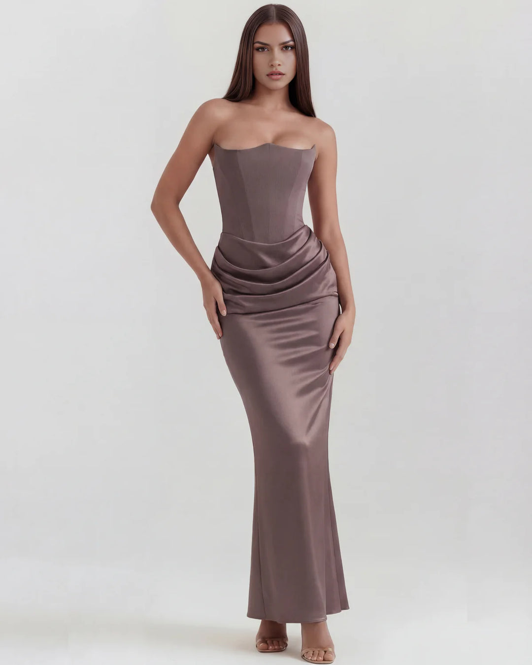 Monroe | Black Maxi Dress with Sculpted Strapless Corset