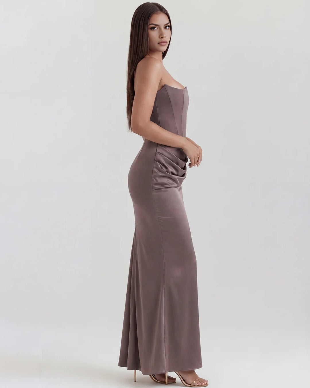 Monroe | Black Maxi Dress with Sculpted Strapless Corset