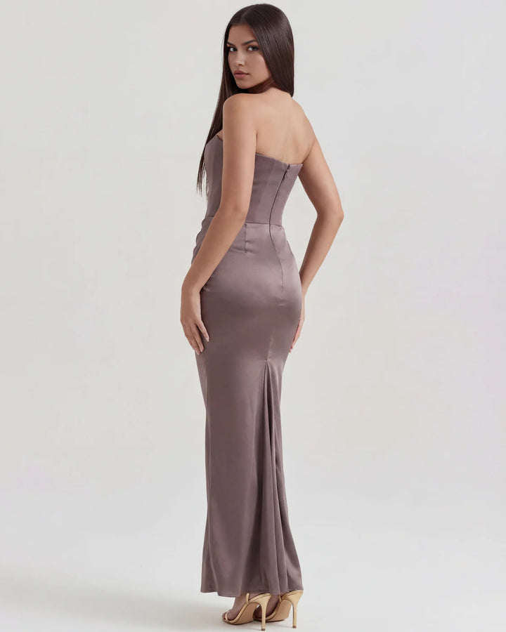 Monroe | Black Maxi Dress with Sculpted Strapless Corset