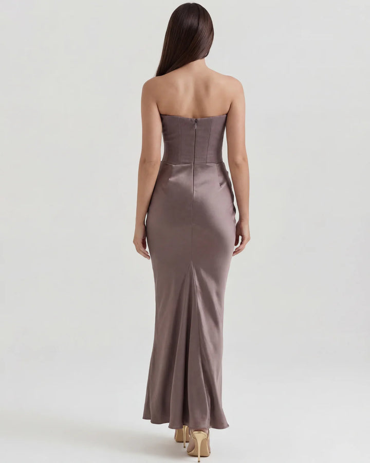 Monroe | Black Maxi Dress with Sculpted Strapless Corset