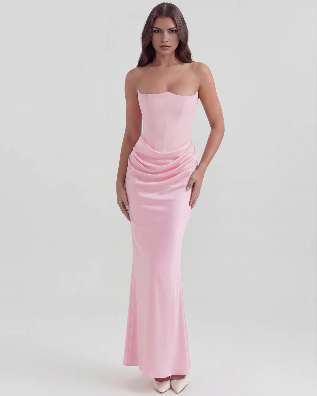 Monroe | Black Maxi Dress with Sculpted Strapless Corset