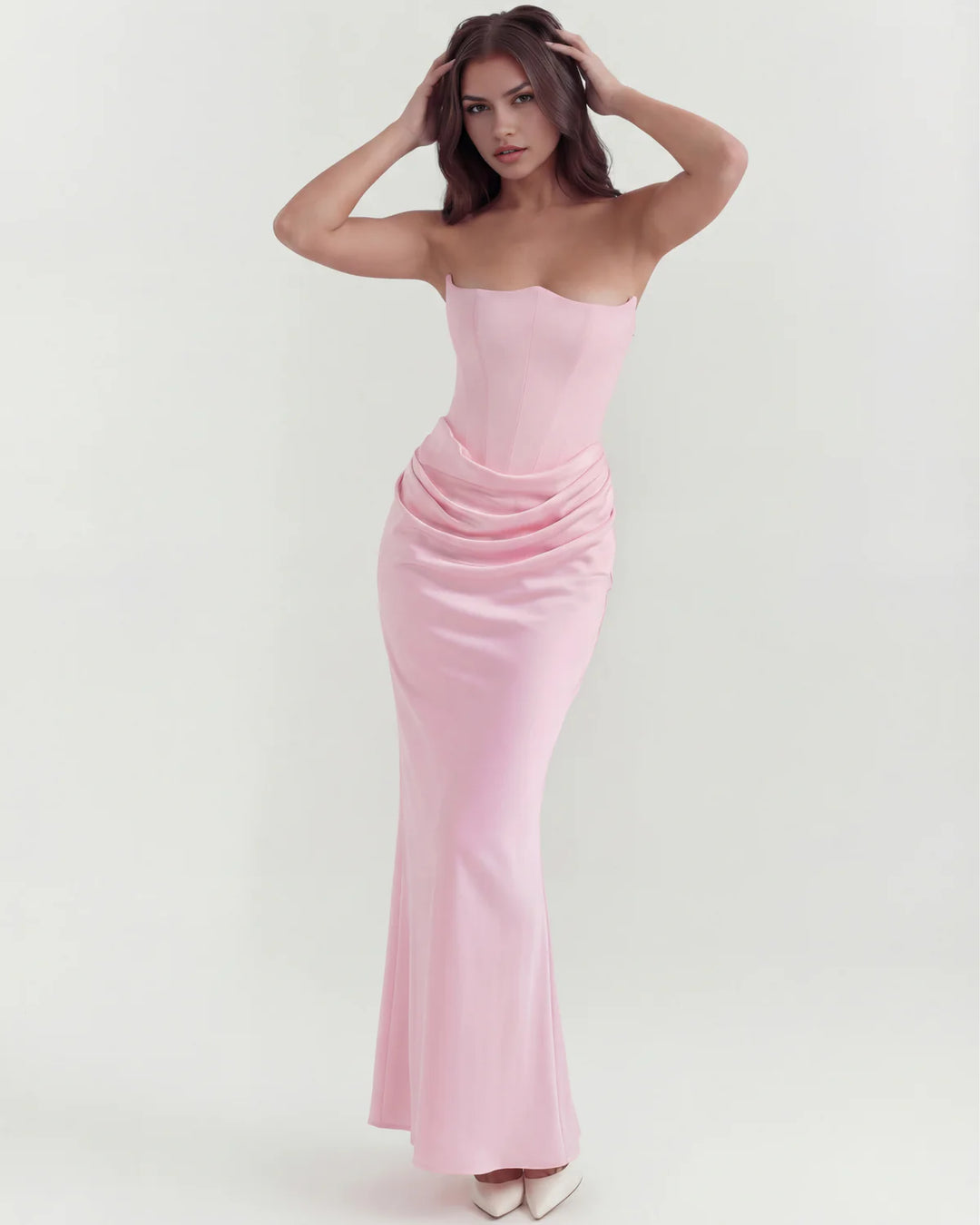 Monroe | Black Maxi Dress with Sculpted Strapless Corset