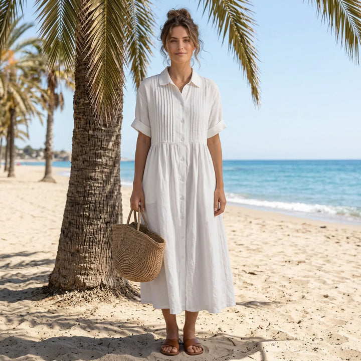 Adeline | Cotton Button Shirt Dress