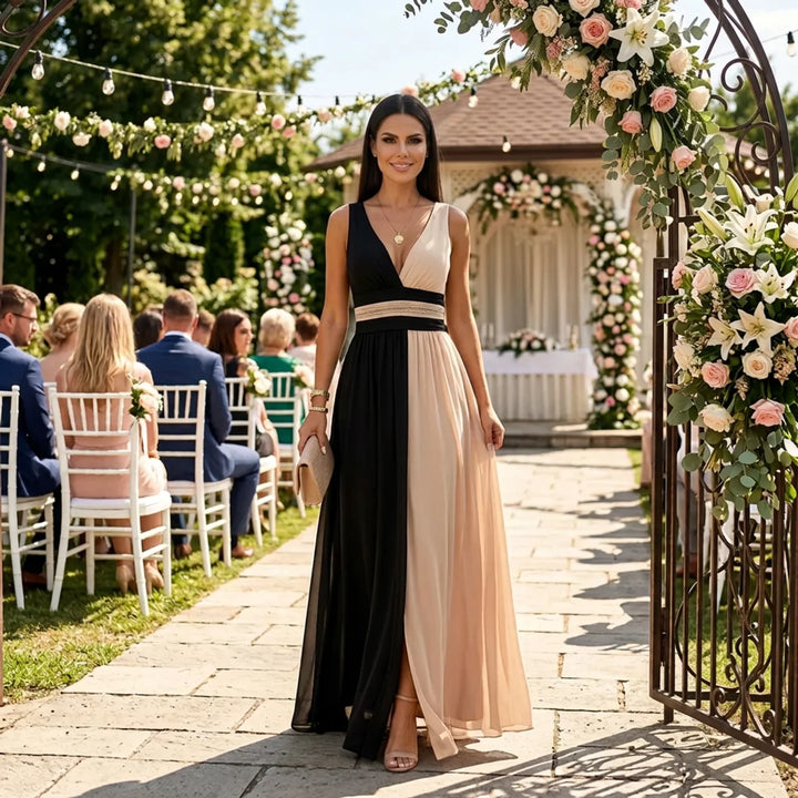 Valentina | Elegant Two-Tone Dress