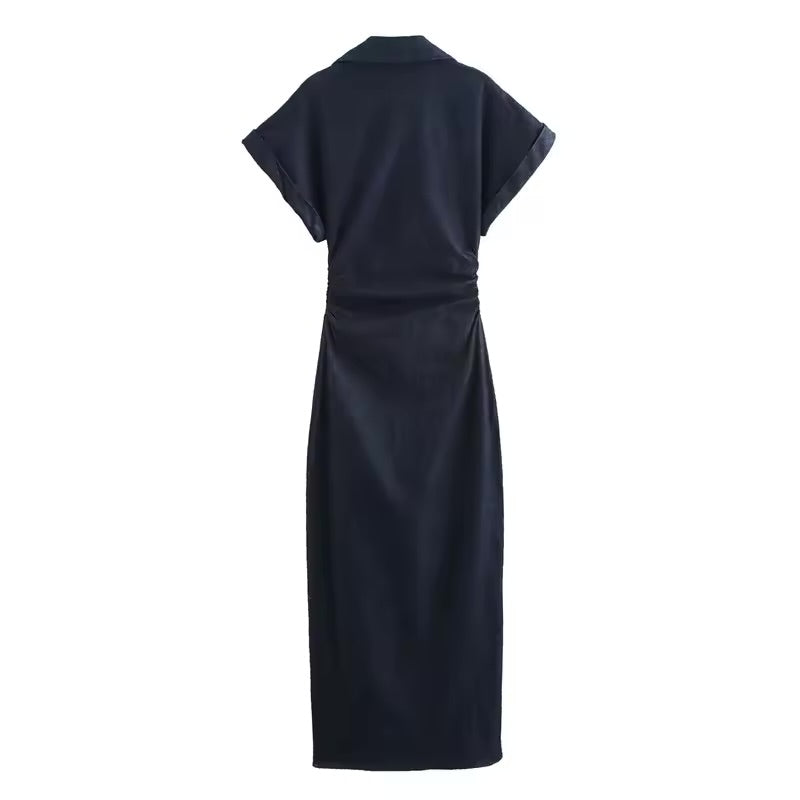 Chiara – Slim Fit V-Neck Denim Dress