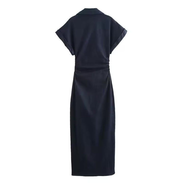 Chiara – Slim Fit V-Neck Denim Dress