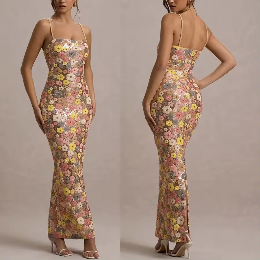 Iris - Elegant Strapless Sequin Maxi Dress