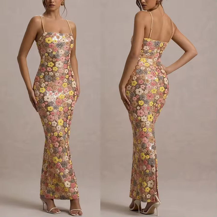 Iris - Elegant Strapless Sequin Maxi Dress