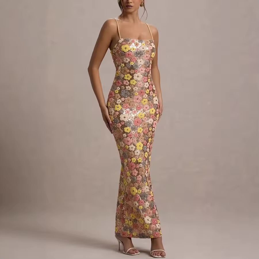 Iris - Elegant Strapless Sequin Maxi Dress