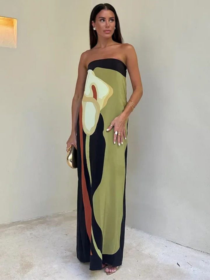 Chiara - Abstract Strapless Maxi Dress