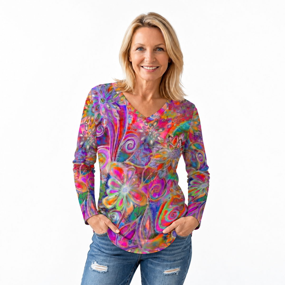 Hazel – Vintage Floral Print T-Shirt