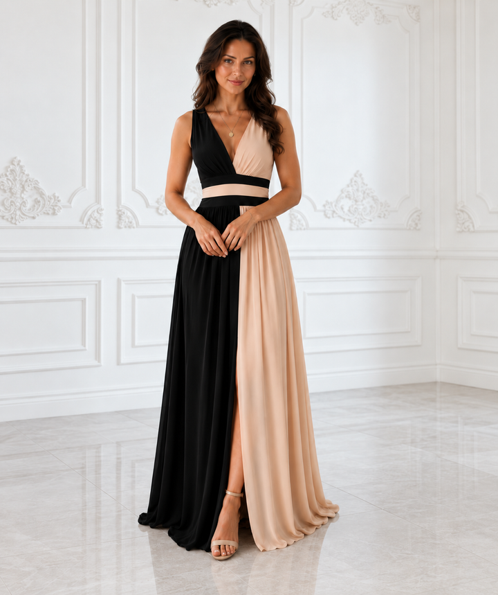 Valentina | Elegant Two-Tone Dress