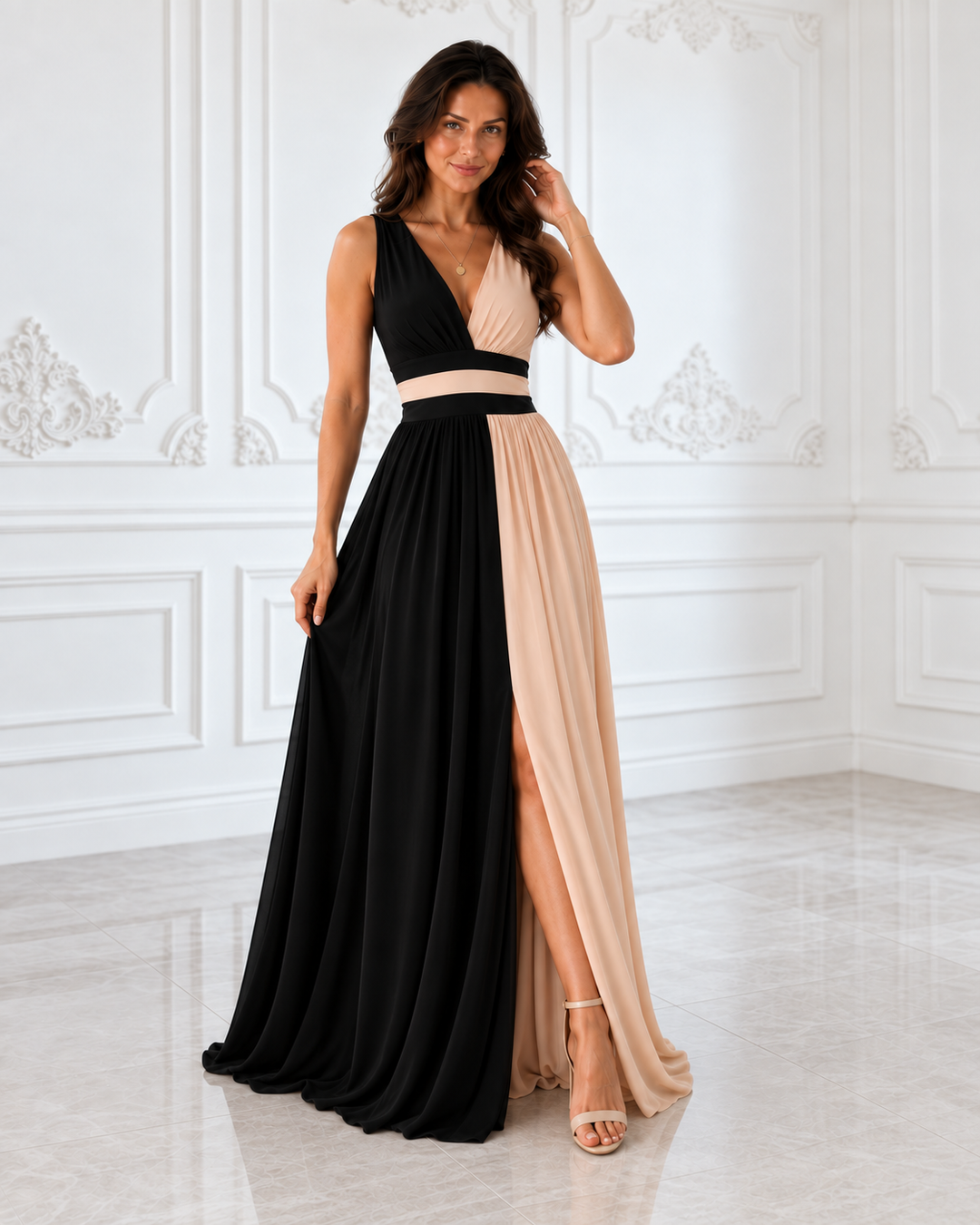 Valentina | Elegant Two-Tone Dress