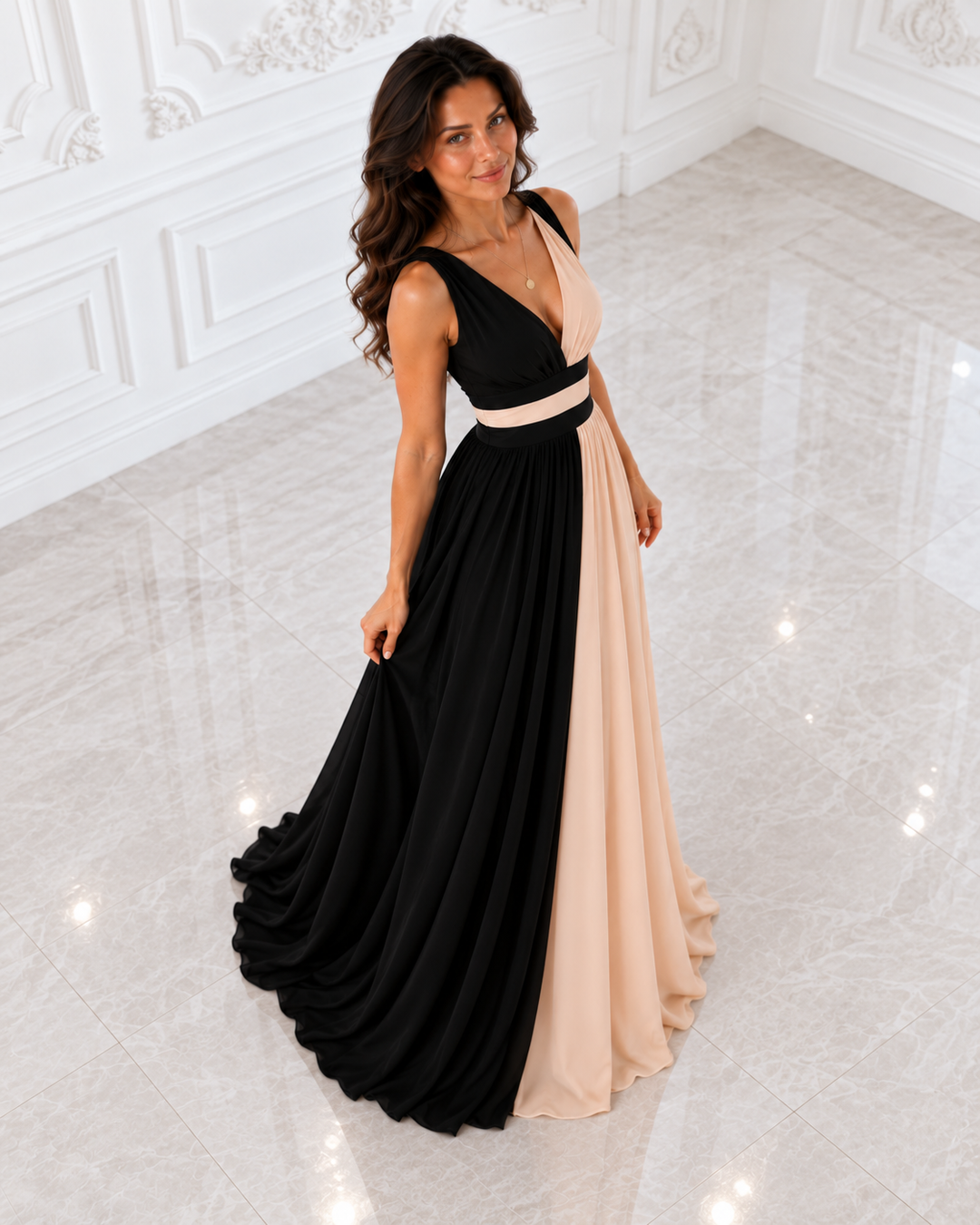 Valentina | Elegant Two-Tone Dress