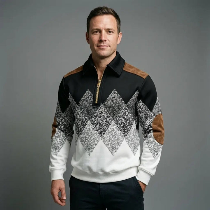 Mason | Men’s Zip-Up Sweatshirt with Retro Color Block Design