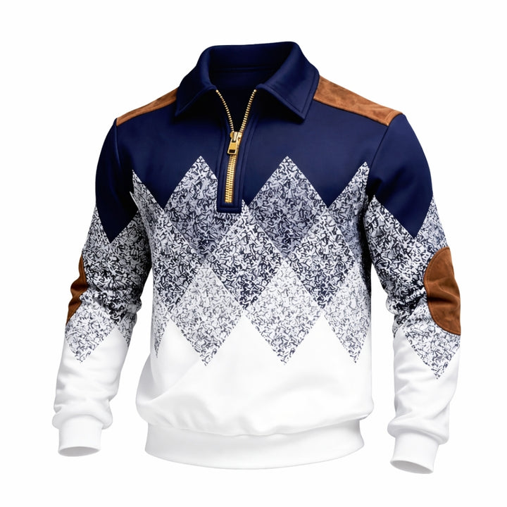 Mason | Men’s Zip-Up Sweatshirt with Retro Color Block Design