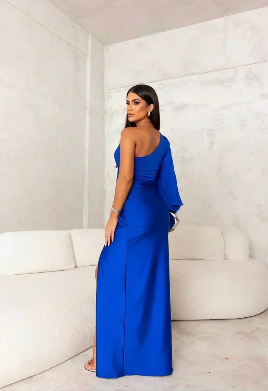 Claire™ One-Shoulder Evening Maxi Dress – Elegant & Captivating – Lureno Style