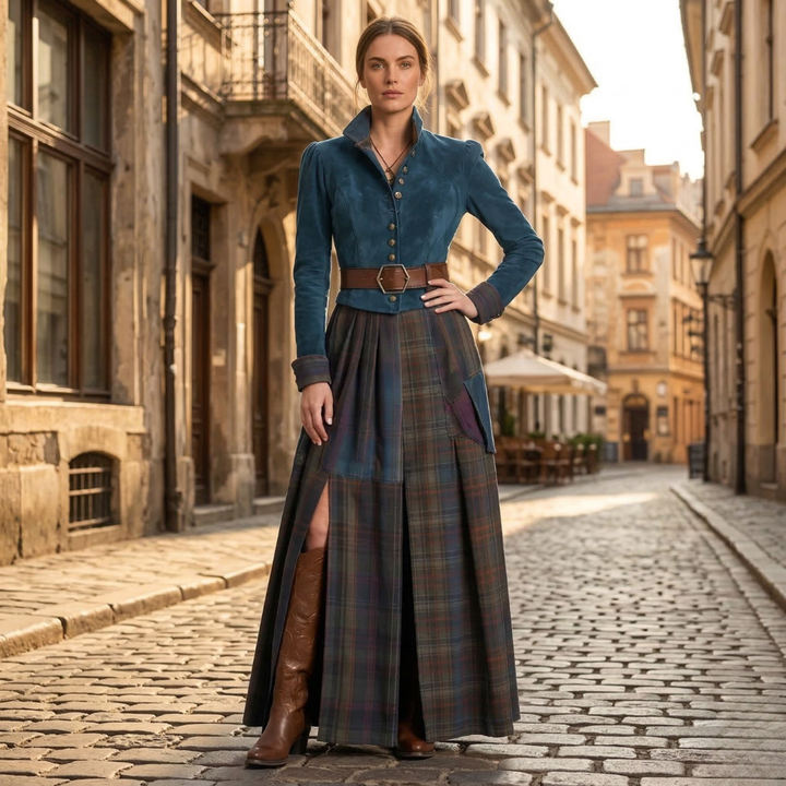 Edurne Heritage | Luxury Suede Patchwork Gown