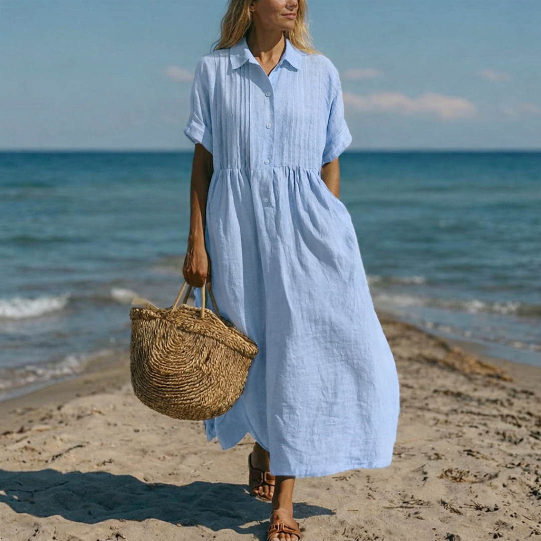 Adeline | Cotton Button Shirt Dress
