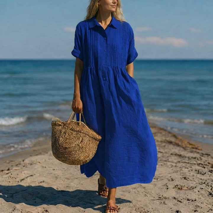 Adeline | Cotton Button Shirt Dress