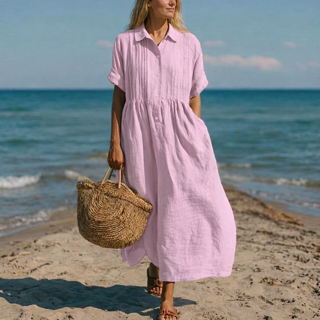 Adeline | Cotton Button Shirt Dress