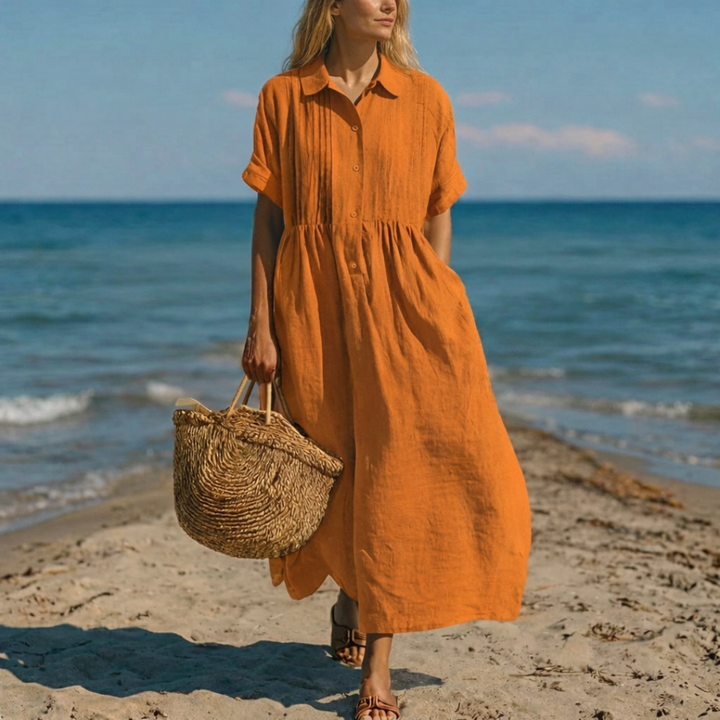 Adeline | Cotton Button Shirt Dress