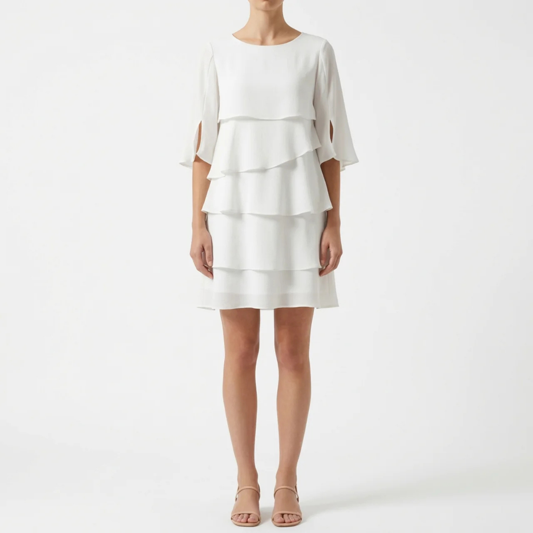 Genevieve | Elegant Women's Dress with Layered Ruffle Sleeves