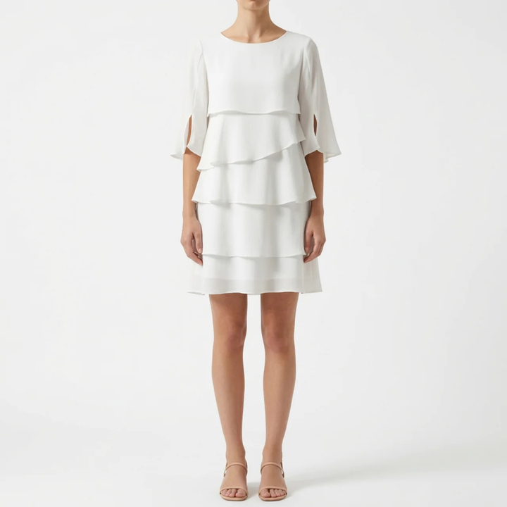 Genevieve | Elegant Women's Dress with Layered Ruffle Sleeves