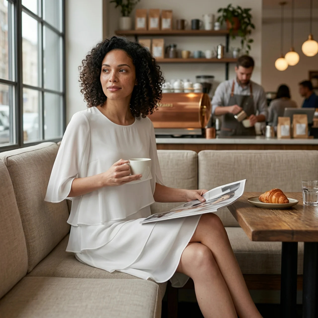 Genevieve | Elegant Women's Dress with Layered Ruffle Sleeves