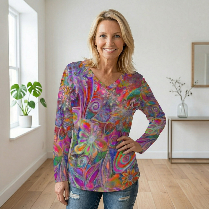 Hazel – Vintage Floral Print T-Shirt