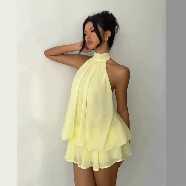 Madison – Backless Ruffle Mini Dress