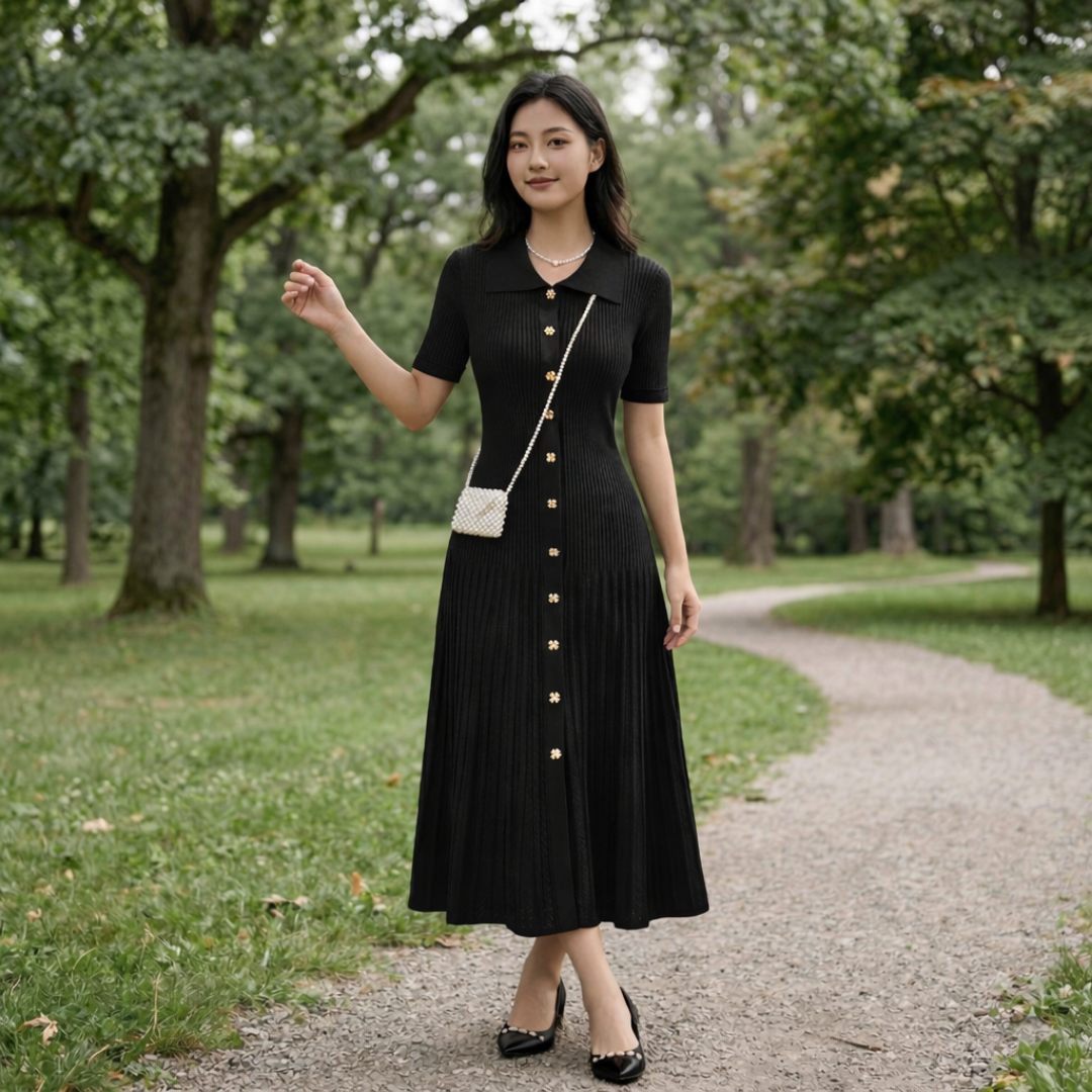Hailey – Vintage Knit Maxi Shirt Dress