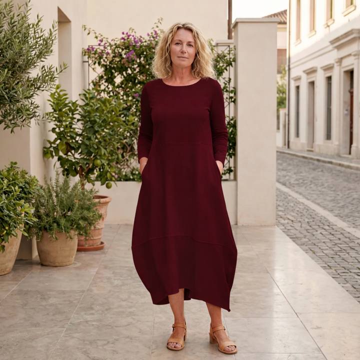 Elodie – Black Midi Dress with Pockets