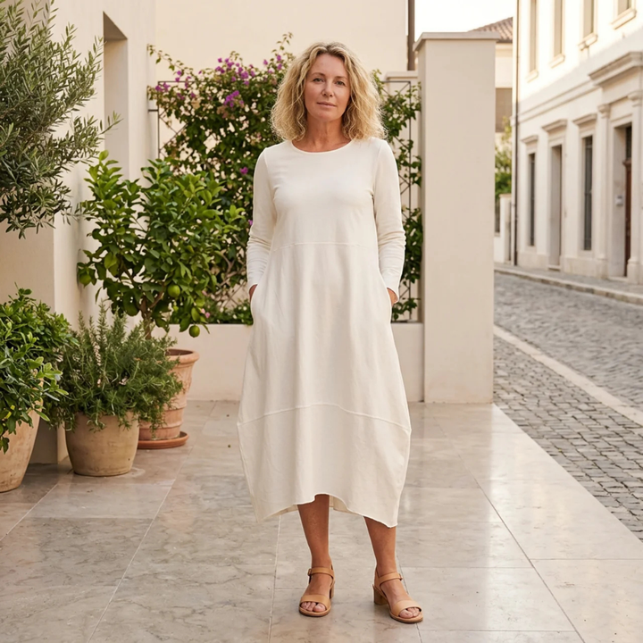 Elodie – Black Midi Dress with Pockets