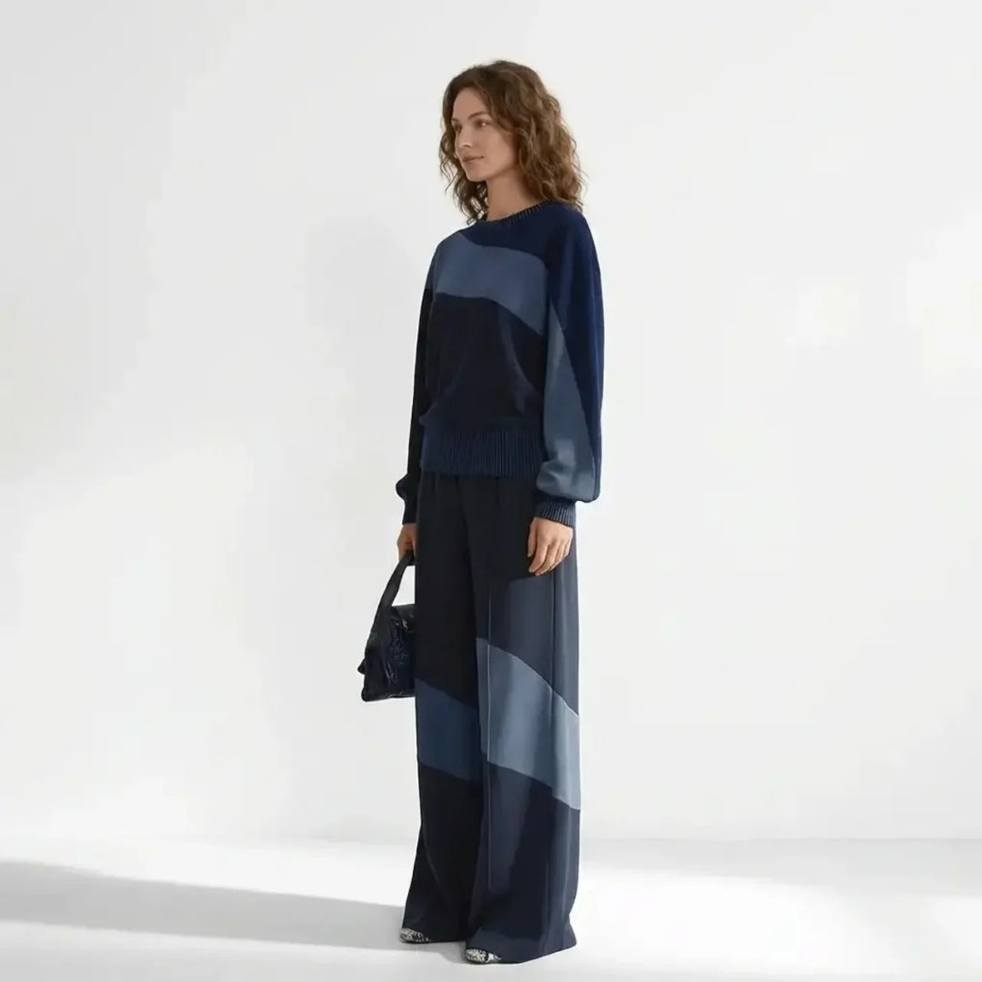 Kenzie – Casual Sportswear Patchwork Sweatshirt And Sweatpants Set