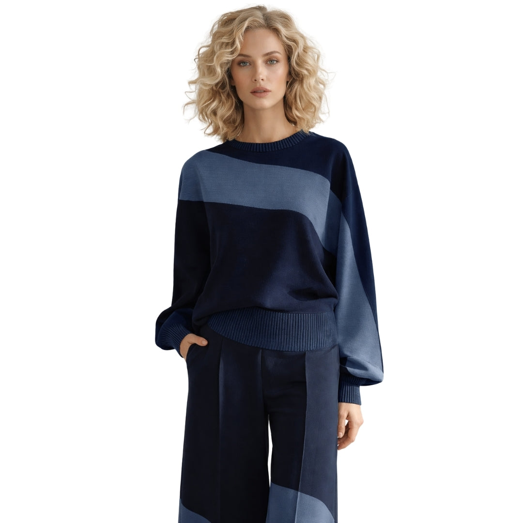 Kenzie – Casual Sportswear Patchwork Sweatshirt And Sweatpants Set