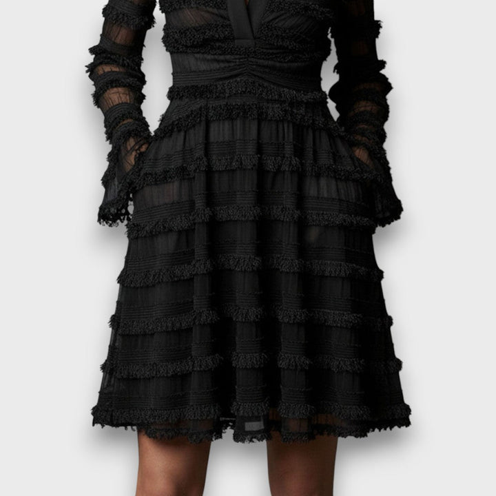 Parisa – Abito Midi con Frange Trasparenti