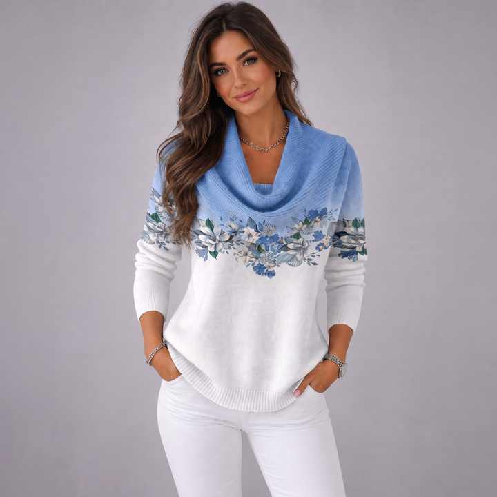 Liora | Floral sweater with a soft neckline