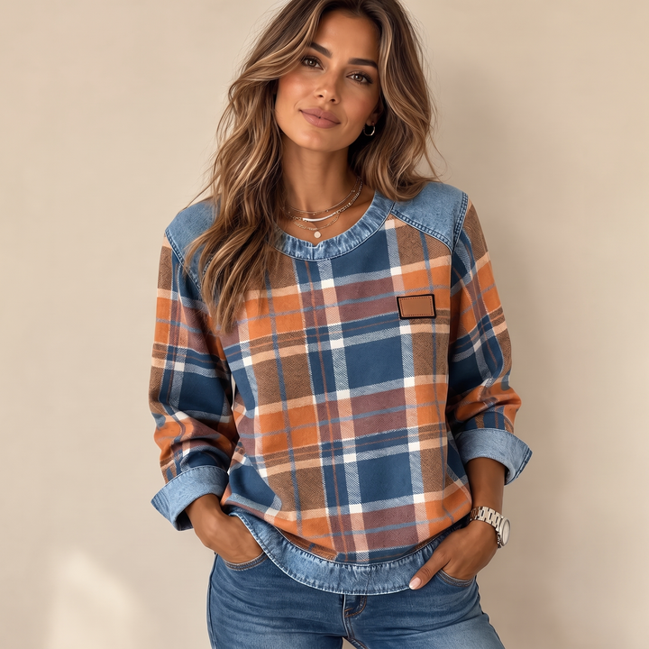 Checkered Patchwork | Soft Cotton-Blend Sweatshirt