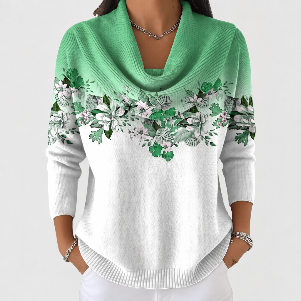 Liora | Floral sweater with a soft neckline