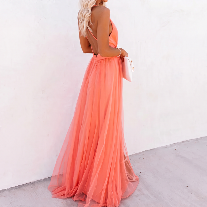 Delaine | Lumière coral maxi dress