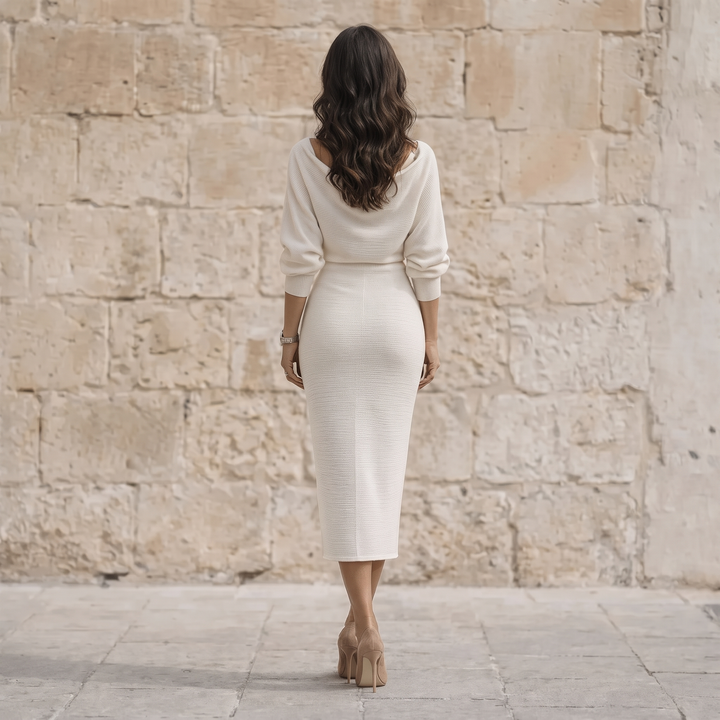 Sophia - Elegant 3/4 Sleeve Midi Dress