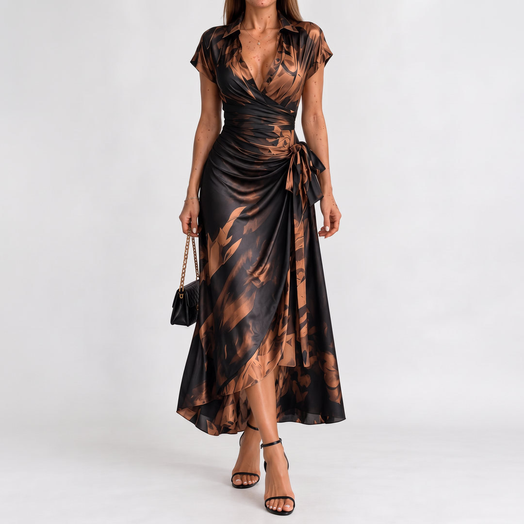 Eliana - Abstract Print Wrap Maxi Dress