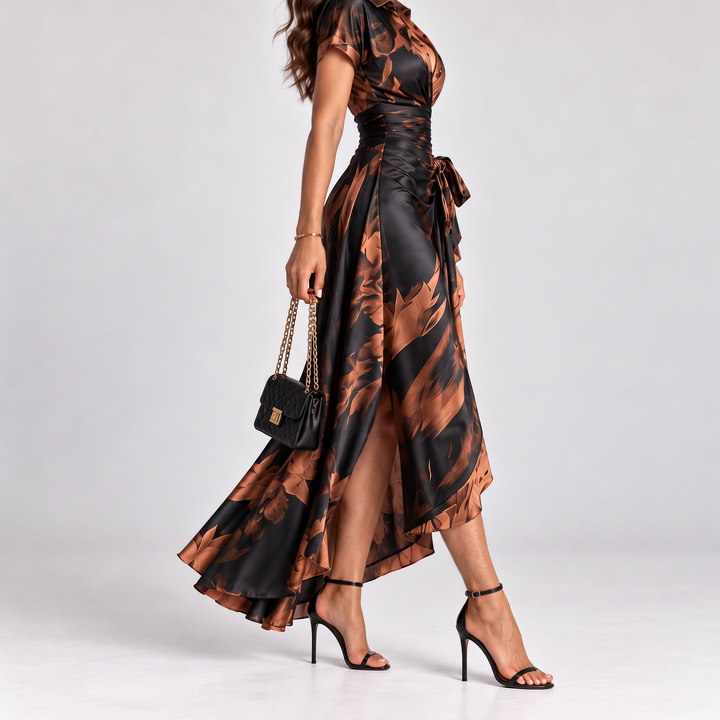 Eliana - Abstract Print Wrap Maxi Dress