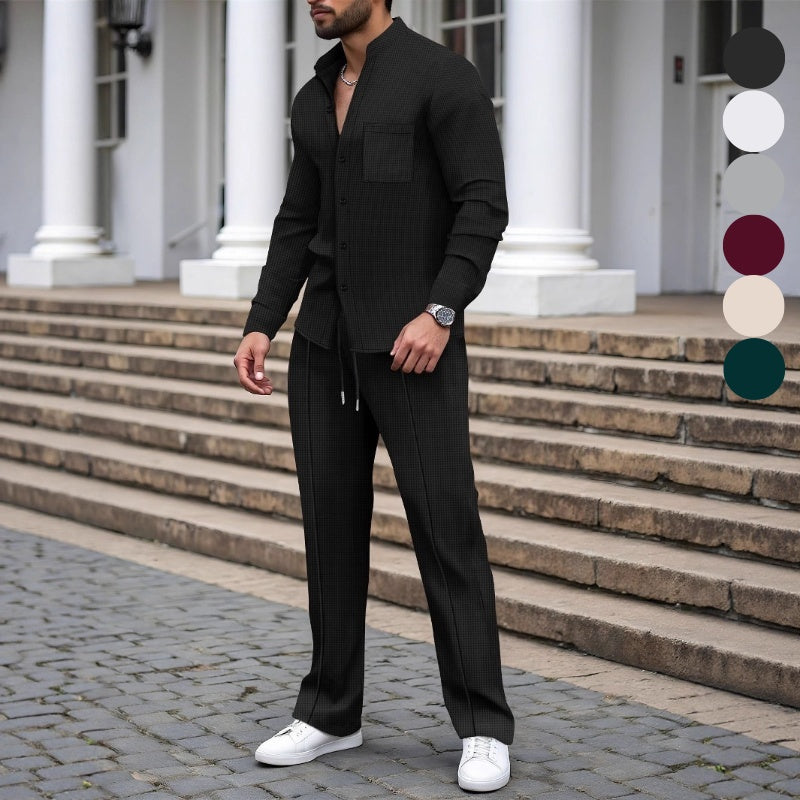 Herren 2-teiliges Waffle-Set – Bequemer Tragekomfort, Atmungsaktiv & Vielseitiger Style 🍂