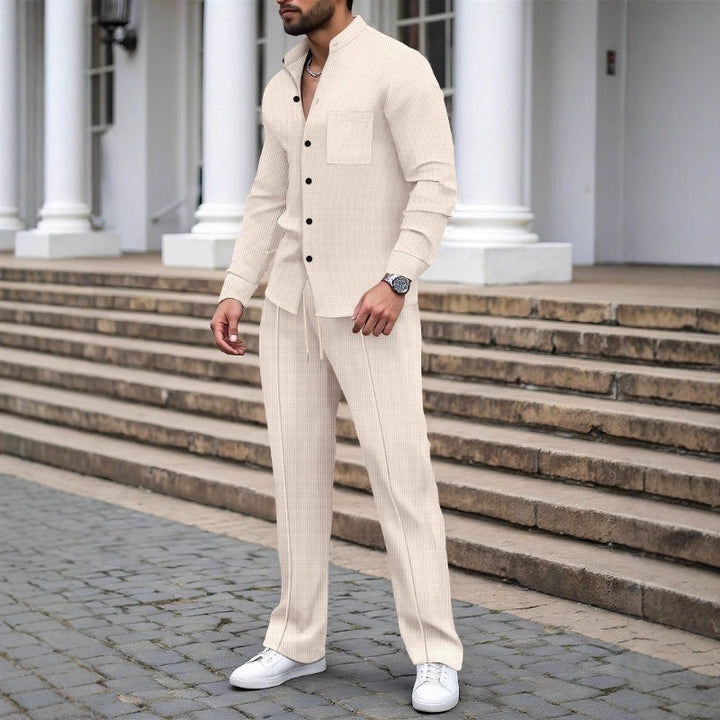 Herren 2-teiliges Waffle-Set – Bequemer Tragekomfort, Atmungsaktiv & Vielseitiger Style 🍂